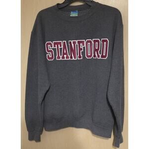 Stanford College crewneck Champion Eco Fleece Spellout Logo Gray Size Medium